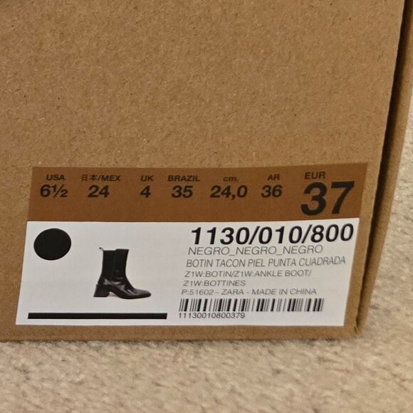 New Zara Z1W:BOTIN:Z1W: ANKLE BOOT / Z1W:Bootines, size 6.5 US, 37 EU, 4 UK - Picture 7 of 7